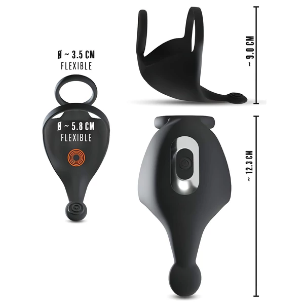 Rebel - akkus, péniszgyűrű és here vibrátor (fekete)