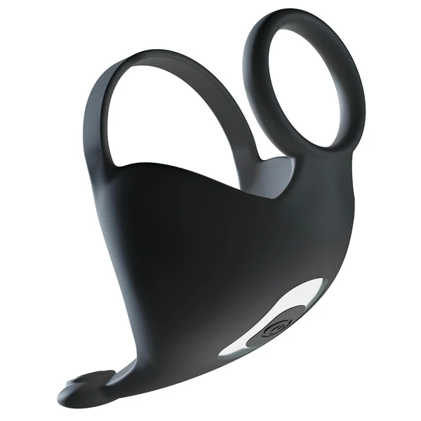 Rebel - akkus, péniszgyűrű és here vibrátor (fekete)