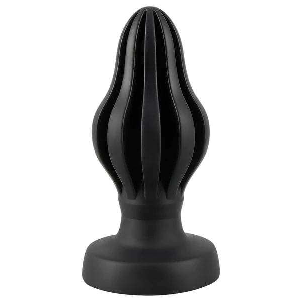 ANOS - bordázott puha butt plug - 7 cm (fekete)