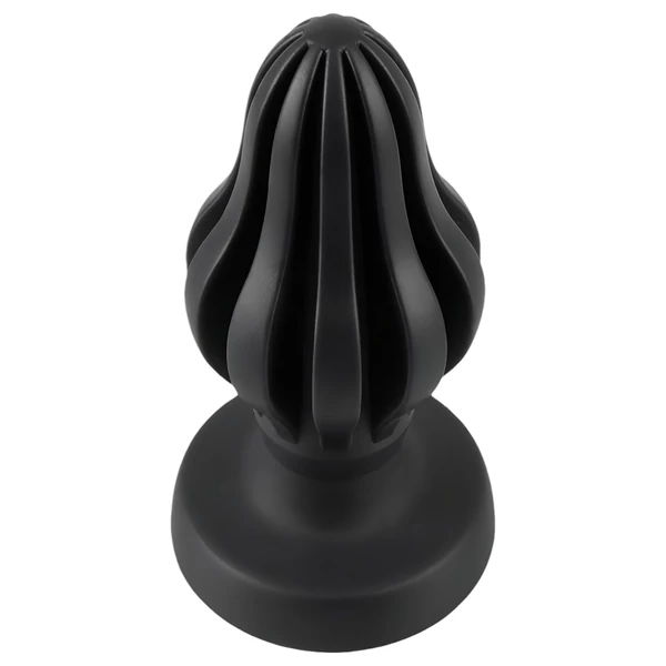ANOS - bordázott puha butt plug - 7 cm (fekete)