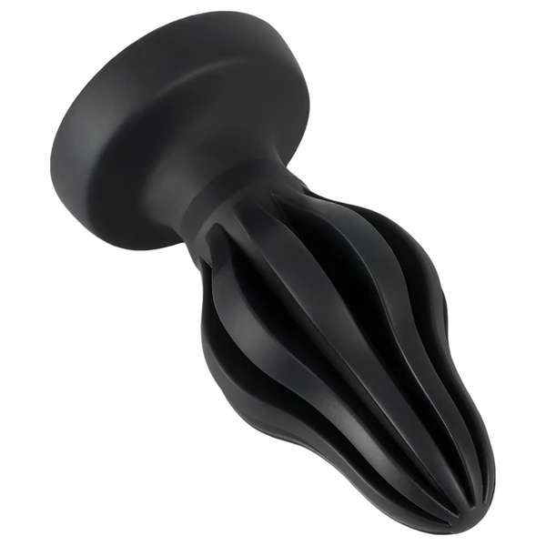 ANOS - bordázott puha butt plug - 7 cm (fekete)