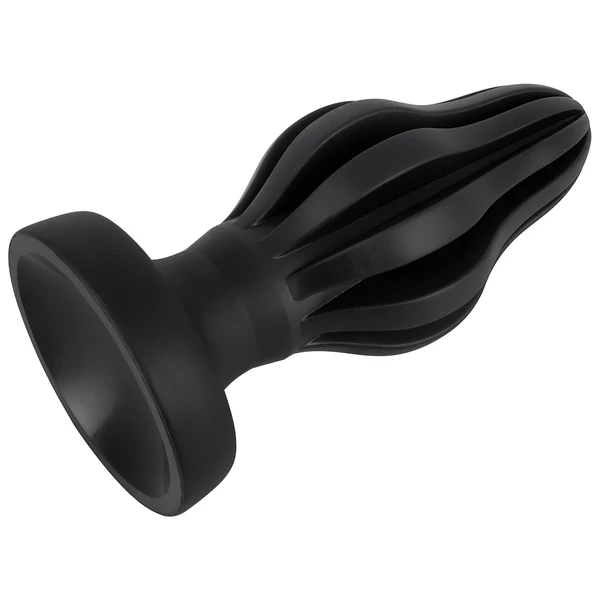ANOS - bordázott puha butt plug - 7 cm (fekete)