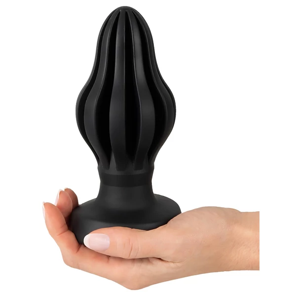 ANOS - bordázott puha butt plug - 7 cm (fekete)