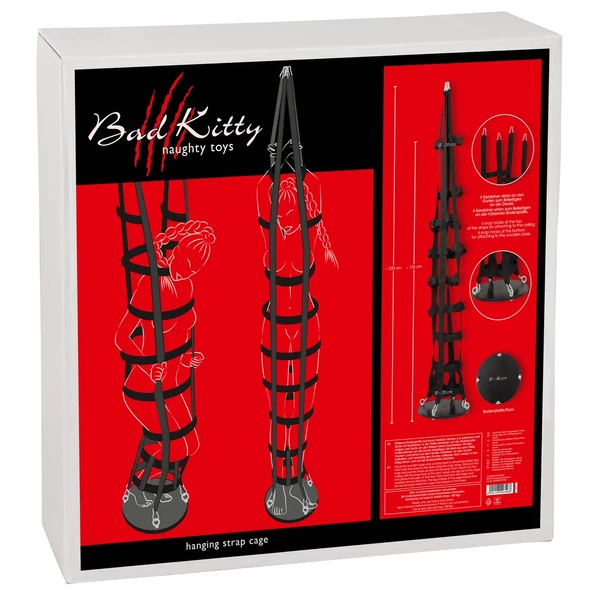 Bad Kitty - felfüggeszthető pántos ketrec (fekete)