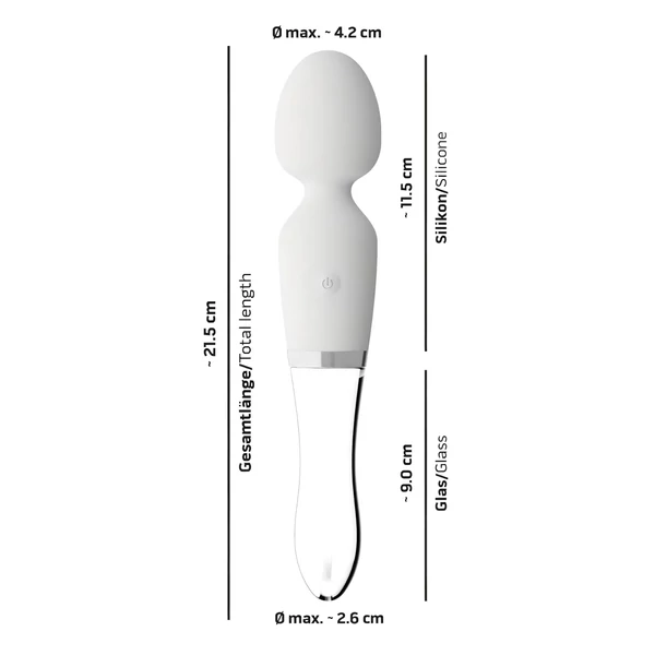 Liaison Wand - szilikon-üveg LED-es vibrátor (átlátszó)