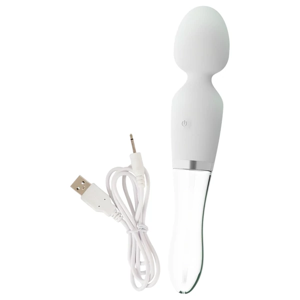 Liaison Wand - szilikon-üveg LED-es vibrátor (átlátszó)