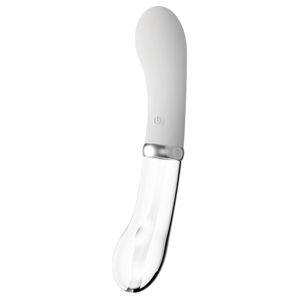 You2toys Liaison - szilikon-üveg LED vibrátor (átlátszó-fehér)
