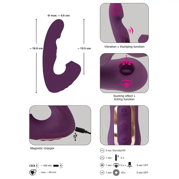 Javida - 4in1 csiklóizgató vibrátor (lila)