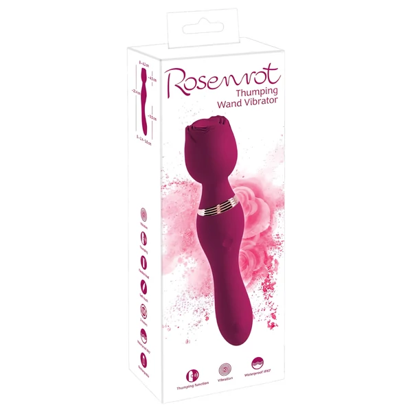 You2Toys Rosenrot - akkus rózsaszál masszírozó vibrátor (piros)