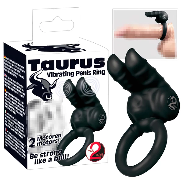 You2Toys Taurus - vibrációs, 2 motoros péniszgyűrű