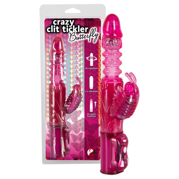 You2Toys - Crazy - lökő-forgó, pillangós vibrátor (pink)