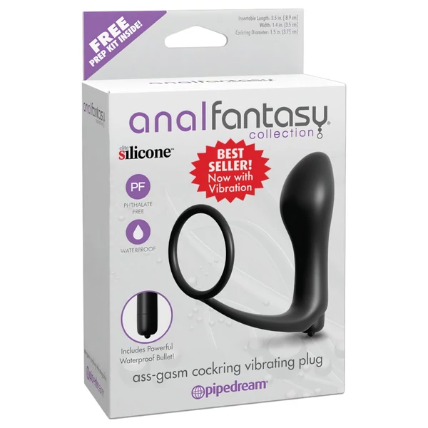 Pipedream - Analfantasy - ujj anál vibrátor péniszgyűrűvel (fekete)