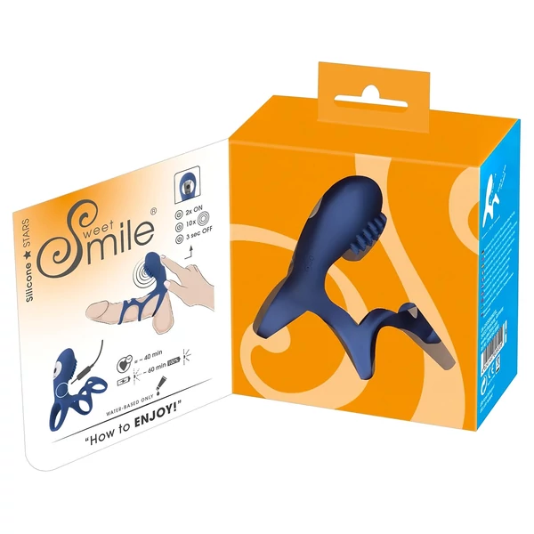 SMILE Couple - akkus, vibrációs péniszmandzsetta (kék)