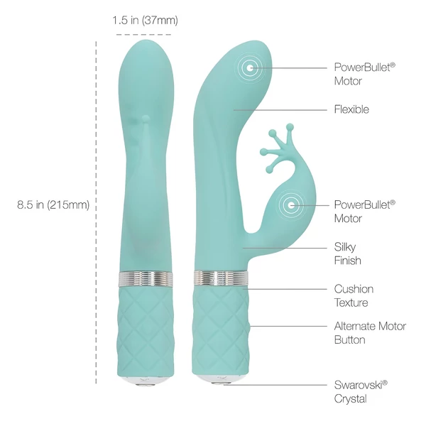 Pillow Talk Kinky - akkus, 2 motoros G-pont vibrátor (türkiz)