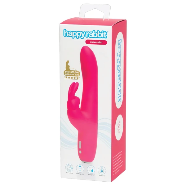 Happyrabbit Curve Slim - vízálló, csiklókaros vibrátor (pink)