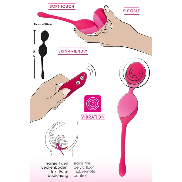 SMILE Love Balls - rádiós vibrációs tojás -82 g (pink)