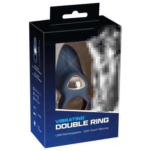 You2Toys - Double Ring - akkus vibrációs here- és péniszgyűrű (kék)