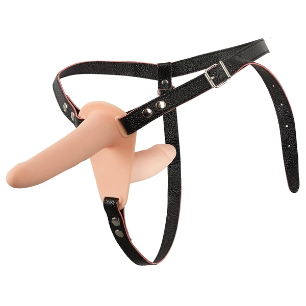 You2Toys - Strap-On - felcsatolható dupla vibrátor (natúr)