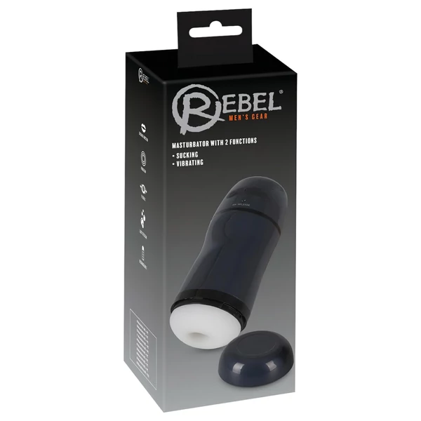 Rebel - 2in1 szívó, vibráló maszturbátor (fekete)