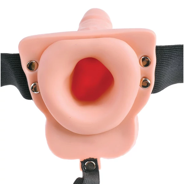 Fetish Strap-On 6 - felcsatolható, üreges vibrátor (natúr)