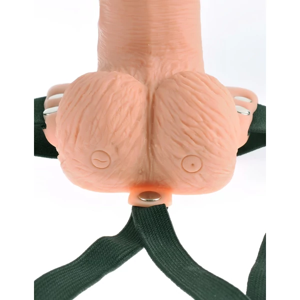 Fetish Strap-On 6 - felcsatolható, üreges vibrátor (natúr)