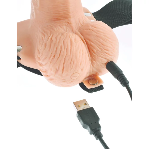 Fetish Strap-On 6 - felcsatolható, üreges vibrátor (natúr)