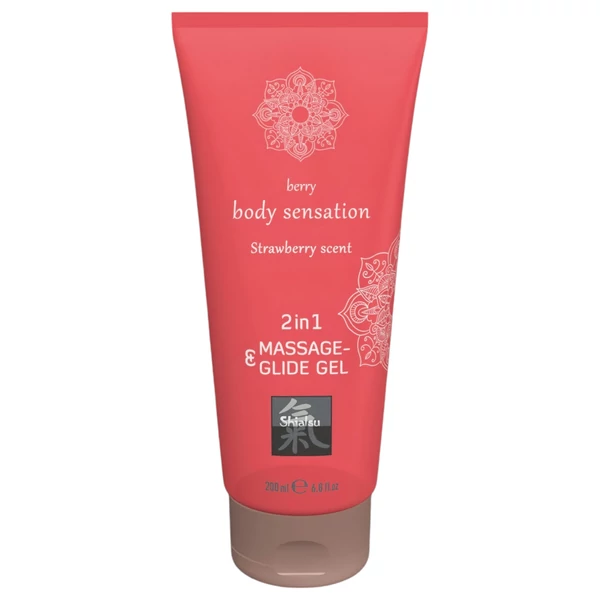 HOT - Shiatsu 2in1 Strawberry scent - masszázs síkosító - eper (200 ml)