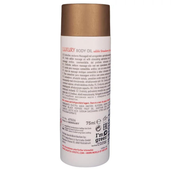 HOT - Shiatsu Luxury - ehető masszázsolaj - eper-vörösbors (75 ml)