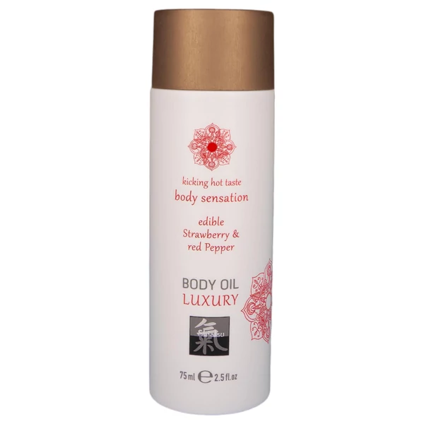 HOT - Shiatsu Luxury - ehető masszázsolaj - eper-vörösbors (75 ml)