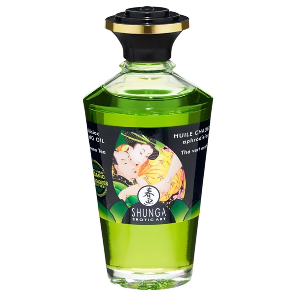 Shunga - melegítő masszázsolaj - zöld tea (100 ml)
