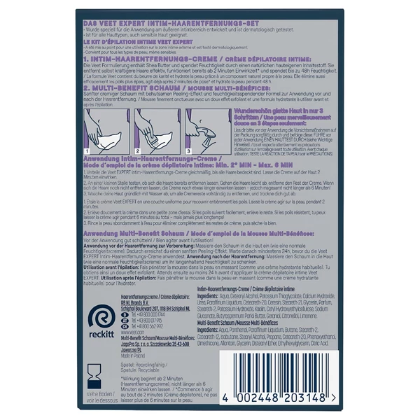 Veet - intim szőrtelenítő krém és hidratáló hab nőknek (2*50ml)