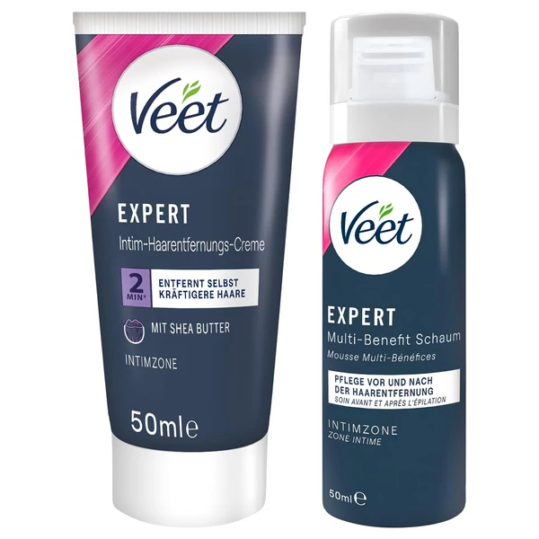 Veet - intim szőrtelenítő krém és hidratáló hab nőknek (2*50 ml)