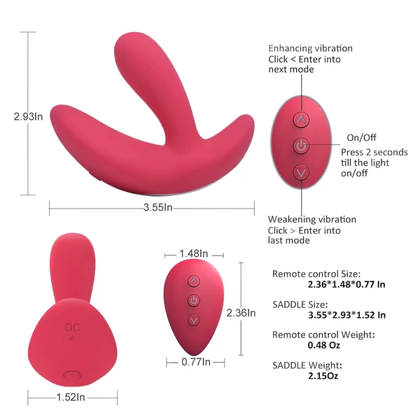 Cotoxo Saddle - távirányítós prosztata vibrátor (piros)