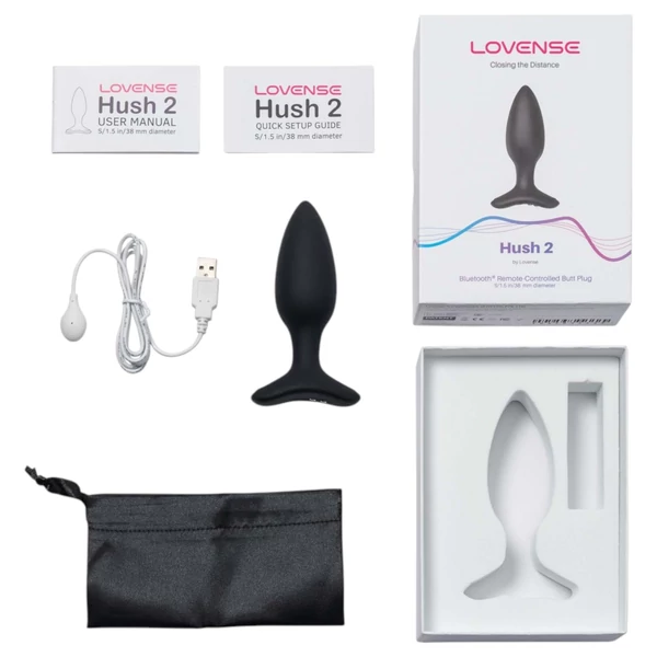 LOVENSE HUSH 2 S - okos anál vibrátor (38 mm, fekete)