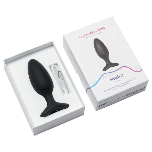 LOVENSE HUSH 2 M - okos anál vibrátor (45 mm, fekete)