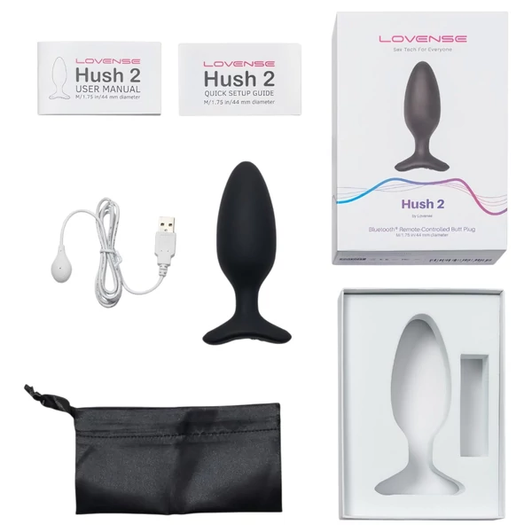LOVENSE HUSH 2 M - okos anál vibrátor (45 mm, fekete)