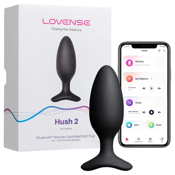 LOVENSE HUSH 2 M - okos anál vibrátor (45 mm, fekete)