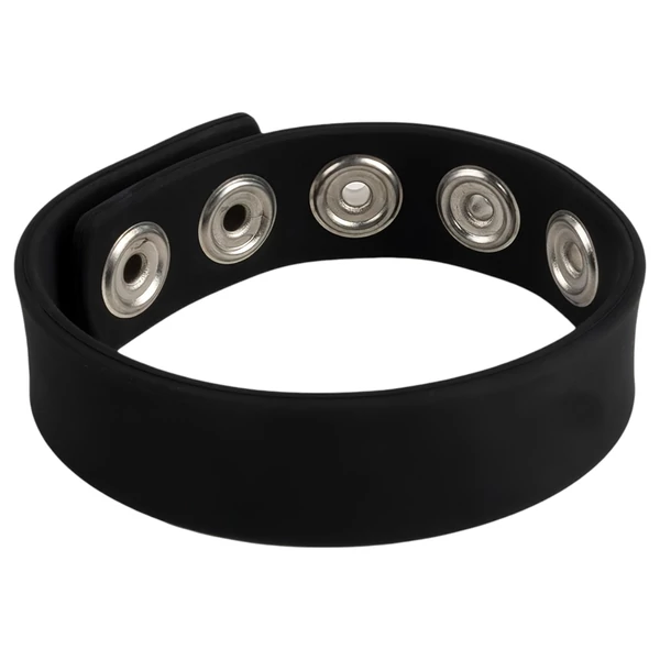 Pulselock Forge - állítható patentos szilikon péniszgyűrű (fekete) - 228mm