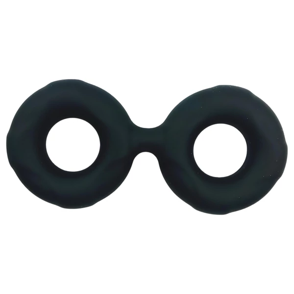 Pulselock Taur - dupla pénisz- és heregyűrű (fekete) - 25mm