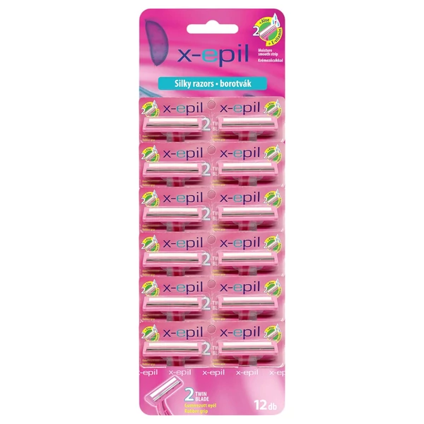 X-Epil Silky - 2 pengés borotva gumis nyéllel (12db)