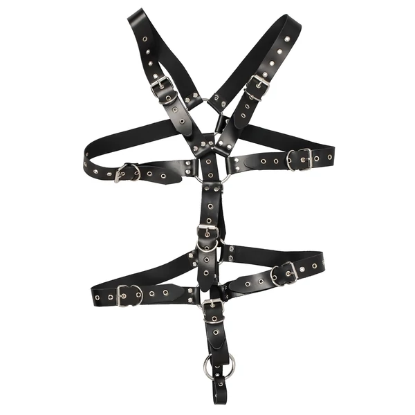 ZADO - bőr férfi testhám body (fekete, S-L)