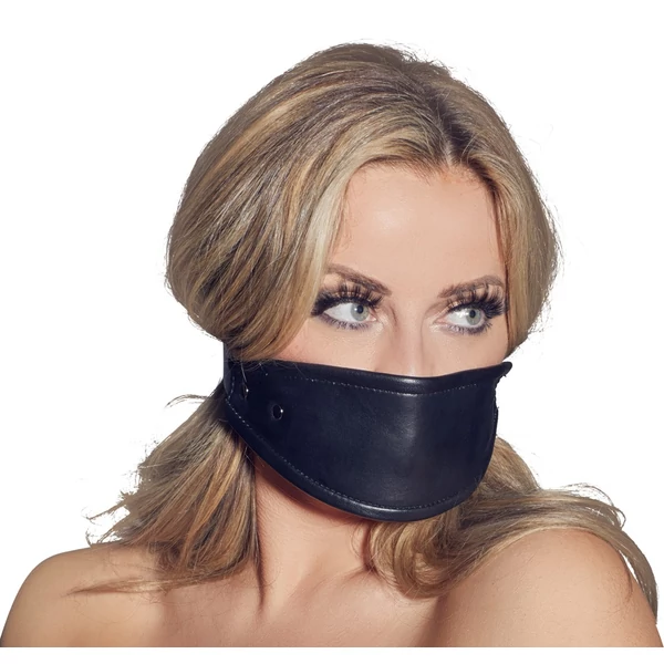ZADO - bőr szájmaszk szájpecekkel (fekete)