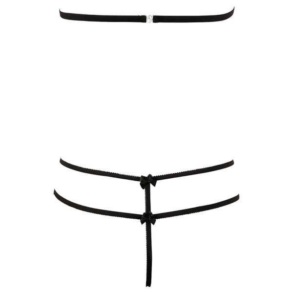 Cottelli - nyitott csipkeszett (fekete)