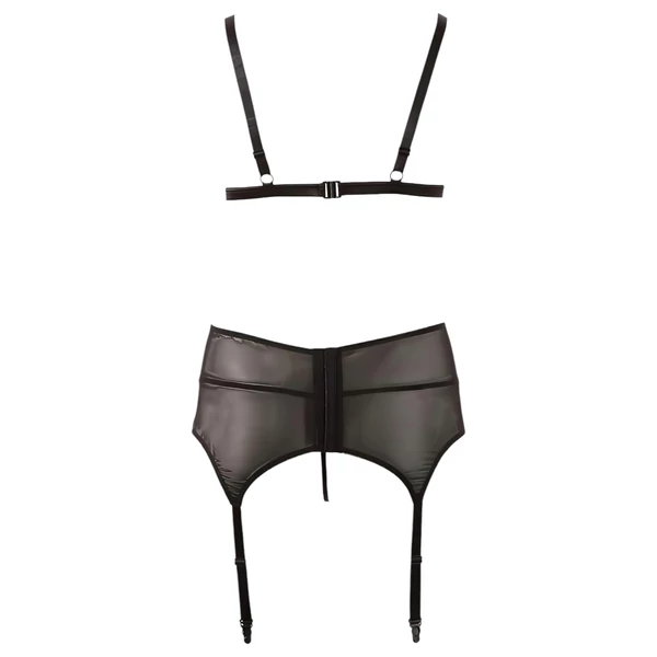 Cottelli Plus Size - csipke fehérnemű trió (fekete)