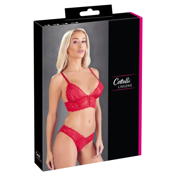 Cottelli - virágos csipke melltartó szett (piros)