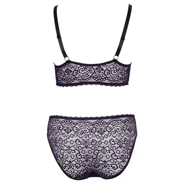 Cottelli Plus Size - áttetsző mintás melltartó szett (lila)