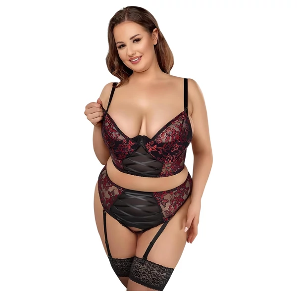 Cottelli Plus Size - melltartó szett (piros)