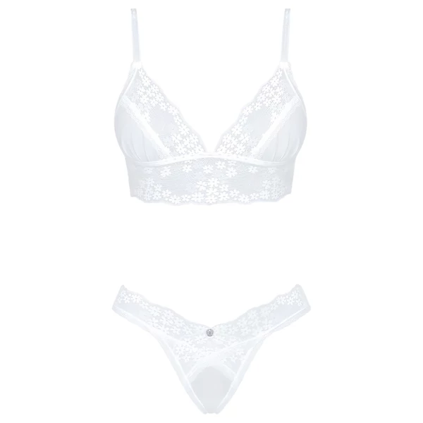 Obsessive Set Heavenlly - csipkés melltartó szett (fehér)