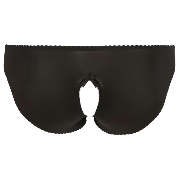 Cottelli Plus Size - csipkés, nyitott bugyi (fekete)