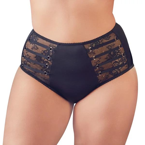 Cottelli Plus Size - pántos-csipkés női alsó (fekete)